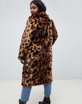 asos design leopard coat