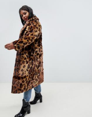 asos design leopard coat