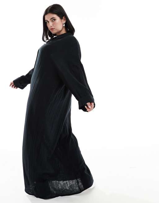 ASOS DESIGN Curve - Maxi-jurk met dubbele stof in zwart, 3 van 4