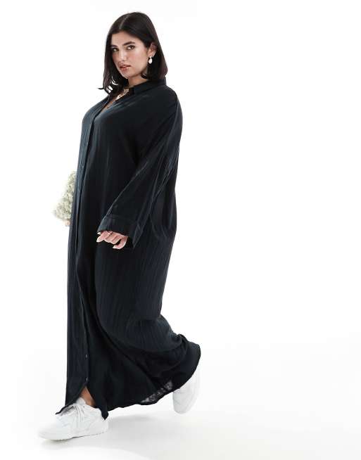 ASOS DESIGN Curve - Maxi-jurk met dubbele stof in zwart, 4 van 4