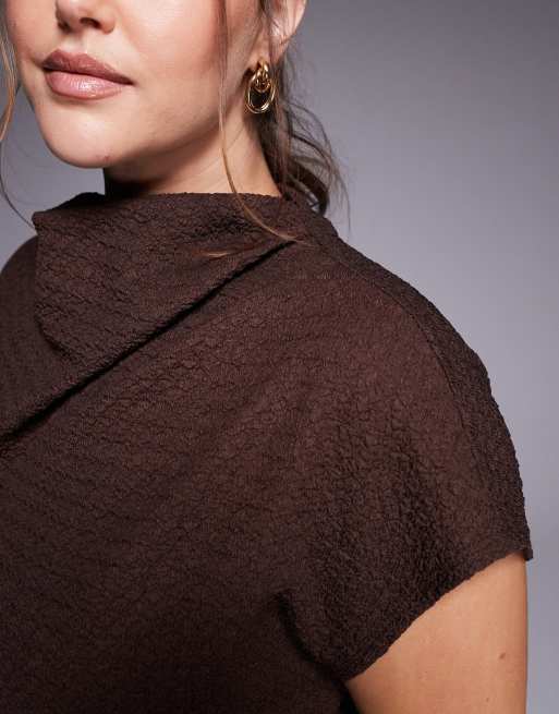 ASOS DESIGN Curve - Maxi-jurk met verlaagde mouwen in chocoladebruin, 2 van 4
