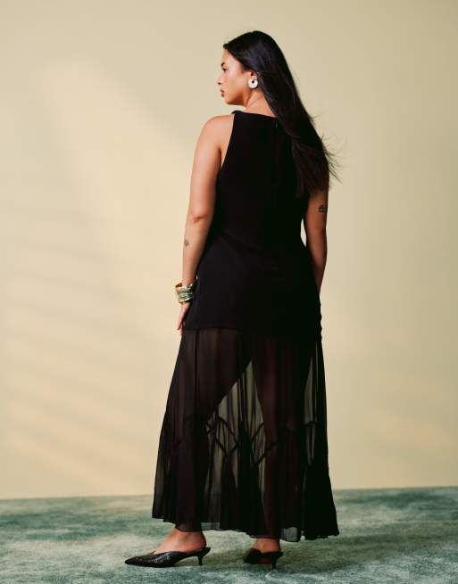 ASOS DESIGN Curve Maxi jurk met verlaagde taille en volle