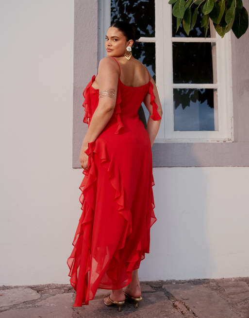 ASOS DESIGN Curve Maxi jurk van getextureerde chiffon met