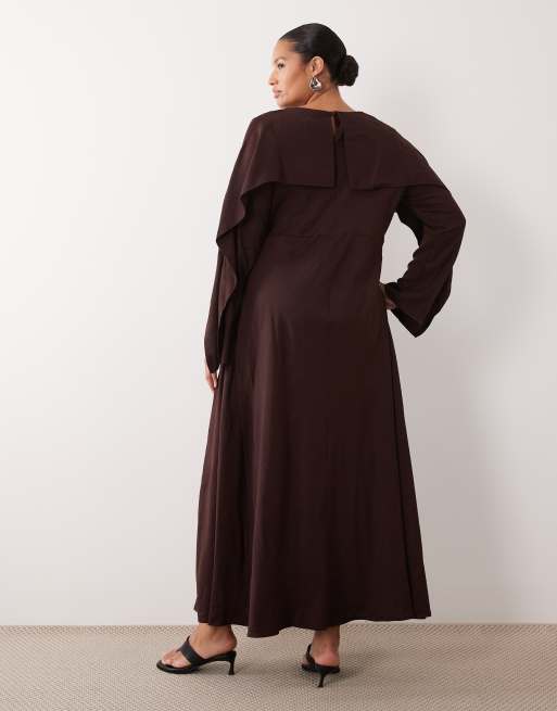ASOS DESIGN Curve maxi-kjole med godeter og cape i lilla, 3 af 4