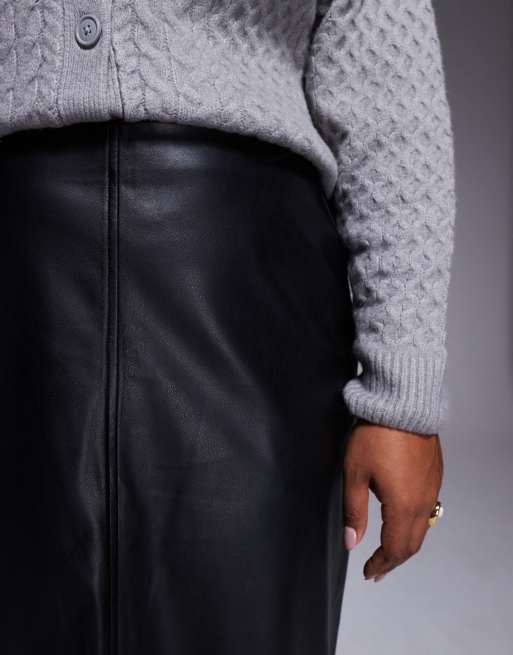 ASOS DESIGN Curve - Maxi rok van imitatieleer met zoomdetail, 4 van 5
