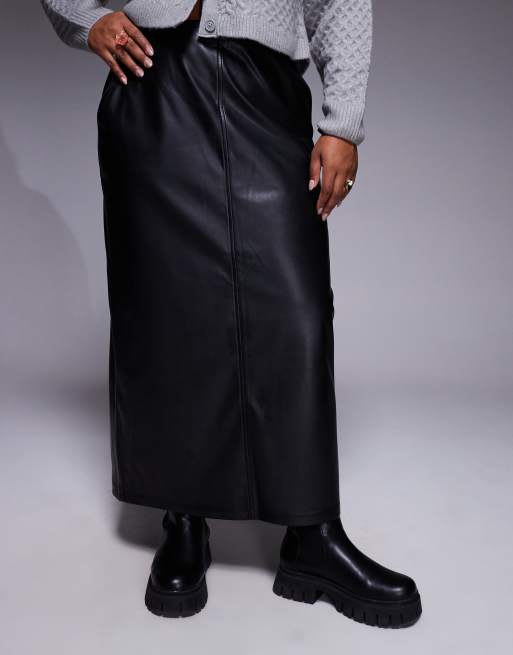 ASOS DESIGN Curve - Maxi rok van imitatieleer met zoomdetail, 5 van 5