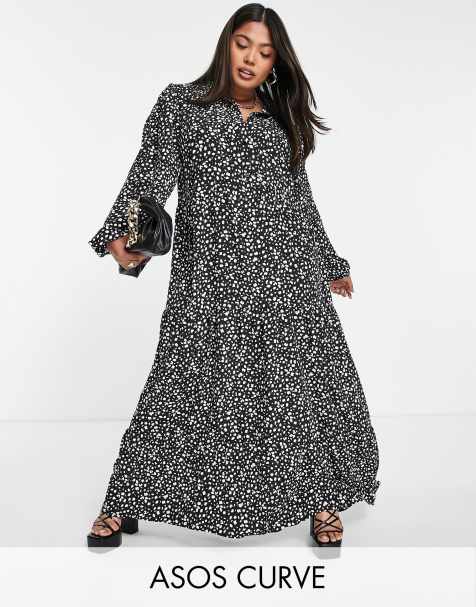 ASOS DESIGN Curve maxi shirt dress with pin tucks in leopard print - view 1