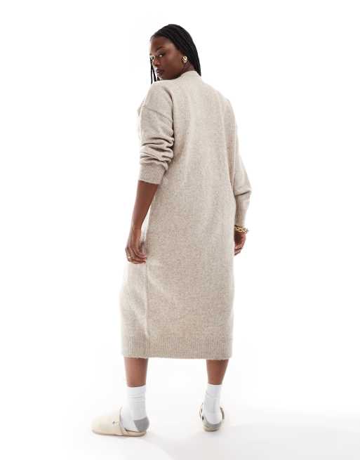 ASOS DESIGN Curve – Maxi-Strickjacke in Steinbeige, 4 von 4