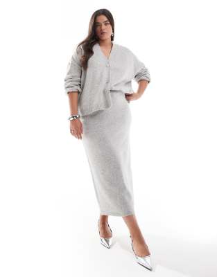 ASOS DESIGN Curve - Maxi-Strickrock in Grau, Kombiteil