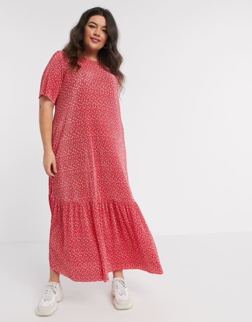 Red t best sale shirt maxi dress