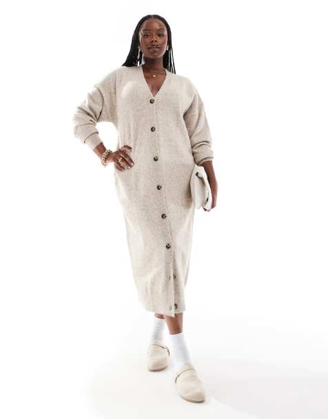 ASOS DESIGN Curve - Maxi vest in stone - view 1