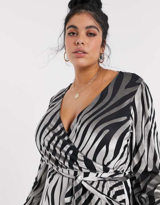 ASOS DESIGN Curve - Maxikjole i zebraprintet velour, 3 af 4