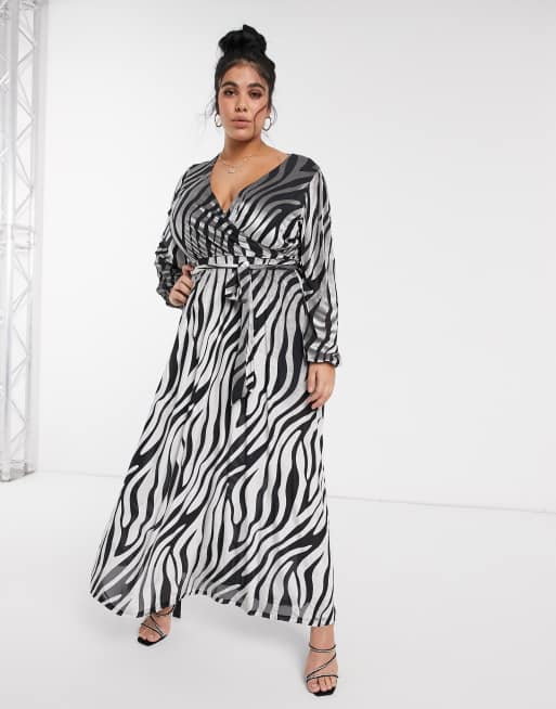 ASOS DESIGN Curve - Maxikjole i zebraprintet velour, 4 af 4
