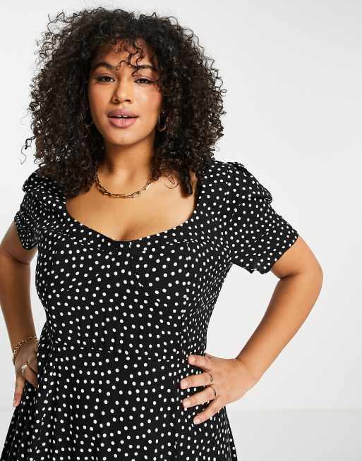 ASOS DESIGN Curve - Maxikjole med slidser, skåle og prikker, 2 af 4