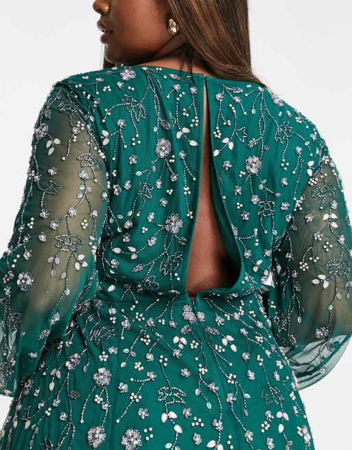 ASOS DESIGN Curve – Maxiklänning med blusärm och delikat blomutsmyckning, 3 av 4