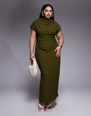 ASOS DESIGN Curve - Maxikleid in Khaki mit überschnittenen Schultern-Grün