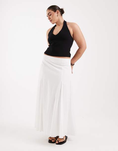 ASOS DESIGN Curve - Maxirok met godetplooien in wit - view 1