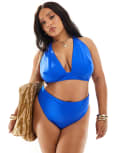 [ASOS Curve] ASOS DESIGN Curve Maya high leg high waist bikini bottoms in cobalt-Blue 28 Cobalt