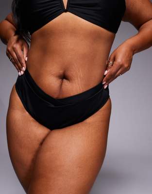 Asos Curve Asos Design Curve Maya Honolulu V-waist Bikini Bottom In Black