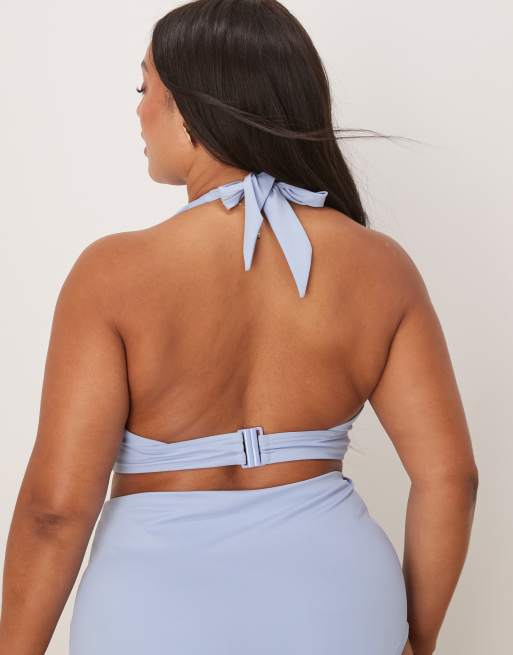 ASOS DESIGN Curve – Maya – Mieszaj i łącz – Niebieska góra od bikini z dekoltem halter, 2 z 4