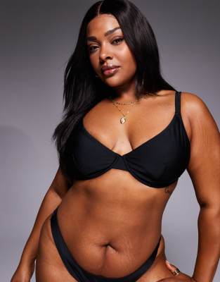 Asos Curve Asos Design Curve Maya Mila Underwire Bikini Top In Black