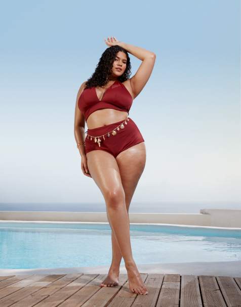 ASOS DESIGN Curve – Maya – Mix and Match – Bikini in Burgunderrot - view 1