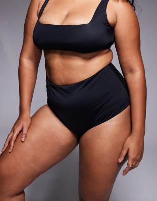 ASOS DESIGN Curve - Maya - Mix and Match - Bikinihose in Schwarz mit hohem Bund