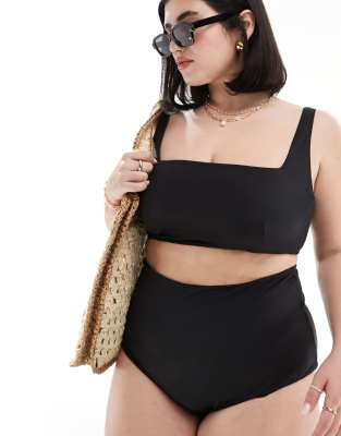 ASOS DESIGN Curve - Maya - Mix and Match - Bikinihose in Schwarz mit hoher Taille