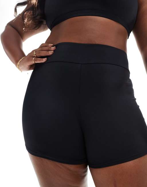 ASOS DESIGN Curve Maya mix and match deep band booty shorts bikini bottom in black ASOS