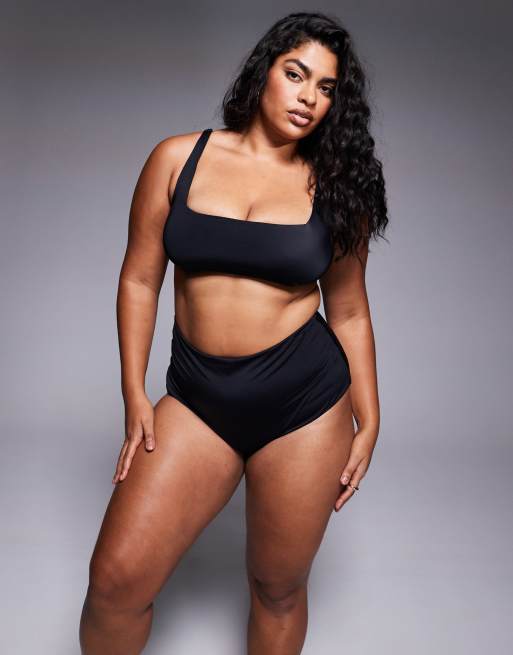 ASOS DESIGN Curve - Maya - Mix and Match - Haut de bikini style crop top à encolure carrée - Noir, 3 de 4