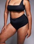 [ASOS Curve] ASOS DESIGN Curve Maya Mix and Match high waist bikini bottoms in black 28 BLACK
