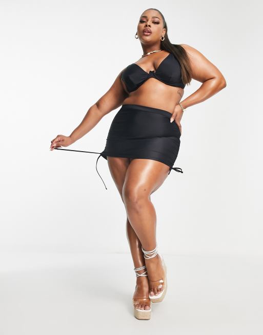 ASOS DESIGN Curve Maya Mix and Match step front underwired bikini top in black, 4 of 4
