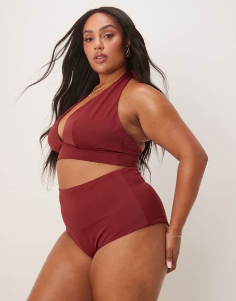 ASOS DESIGN Curve - Maya - Mix og match - Bordeauxrød bikini - view 1