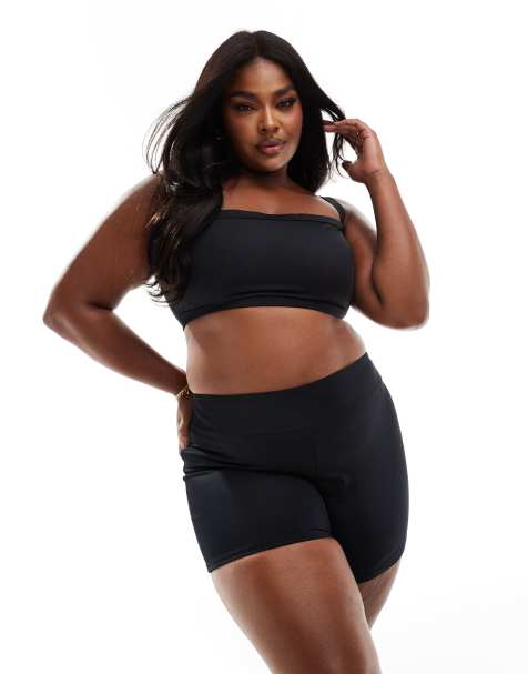 ASOS DESIGN Curve – Maya – Mixa och matcha – Svart bikiniunderdel i bootyshort-stil med brett midjeband - view 1