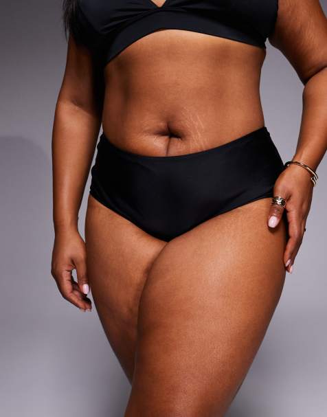 ASOS DESIGN Curve - Maya - Sao Paulo - Sorte korte bikinitrusser med mellemhøj talje - view 1