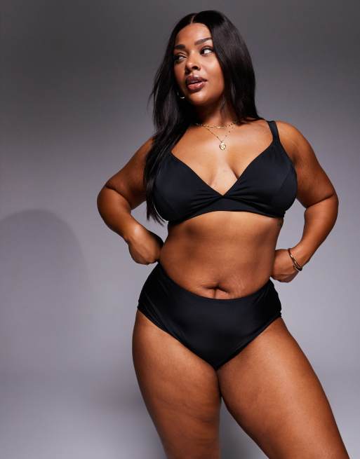 ASOS DESIGN Curve – Maya Sao Paulo – Svart kort bikiniunderdel med medelhög midja, 2 av 4