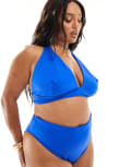 [ASOS Curve] ASOS DESIGN Curve Maya sleek halter bikini top in cobalt-Blue 26 Cobalt