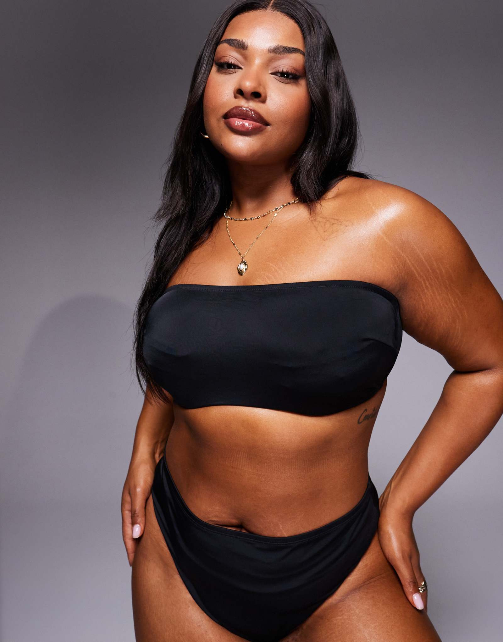 ASOS DESIGN Curve Maya St Lucia черный топ-бикини-бандо со скрытыми косточками