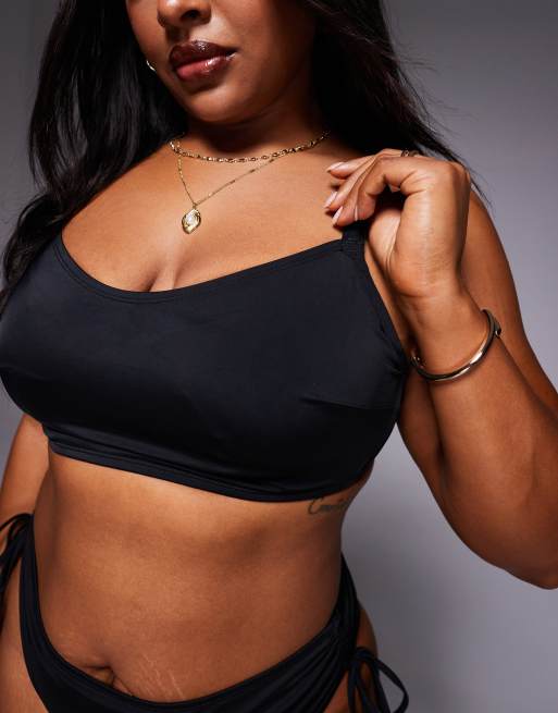 ASOS DESIGN Curve - Maya - Top bikini corto skinny nero con ferretto nascosto, 2 di 4