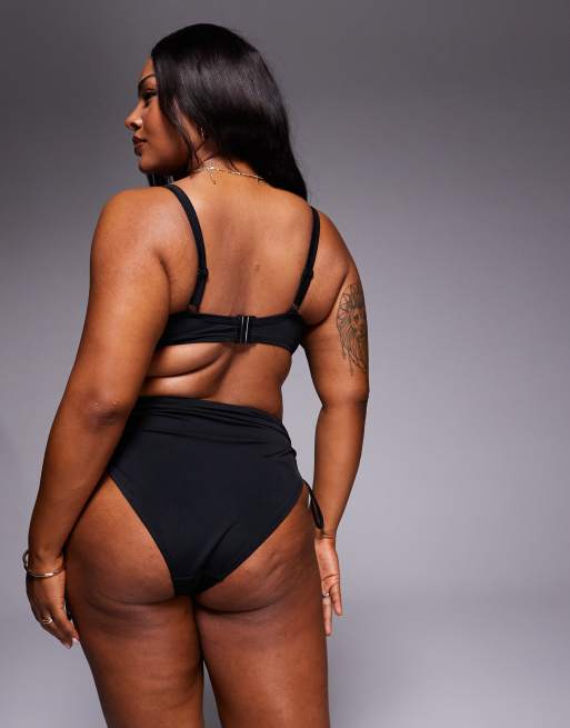ASOS DESIGN Curve - Maya - Top bikini corto skinny nero con ferretto nascosto, 3 di 4