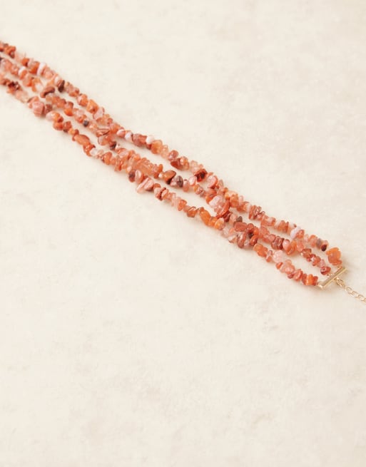 ASOS DESIGN Curve - Meerlaagse korte ketting met scherfjes van echte steentjes, 2 van 3