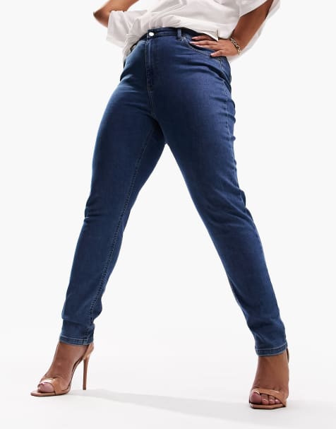 ASOS DESIGN Curve – Mellanblå, skinny jeans - view 1