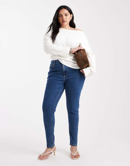 ASOS DESIGN Curve – Mellanblå, skinny jeans , 3 av 5