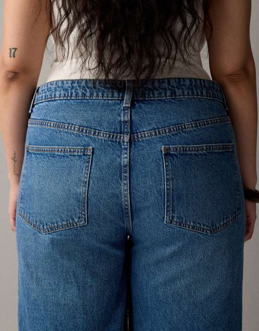 ASOS DESIGN Curve - Mellemblå jeans med høj talje, vide ben og lommer foran , 4 af 7