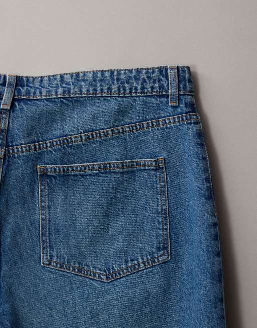 ASOS DESIGN Curve - Mellemblå jeans med høj talje, vide ben og lommer foran , 6 af 7