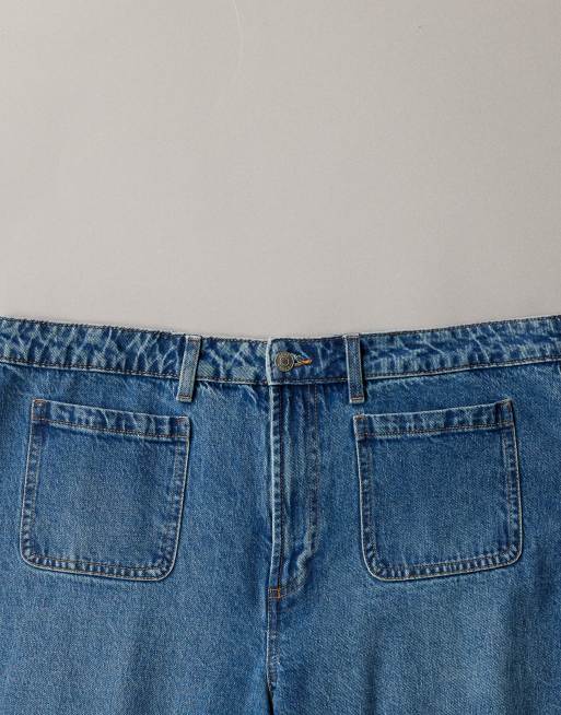 ASOS DESIGN Curve - Mellemblå jeans med høj talje, vide ben og lommer foran , 7 af 7