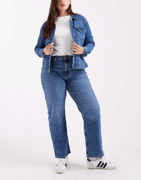 ASOS DESIGN Curve - Mellemblå jeans med lige ben og behageligt stretch - view 1