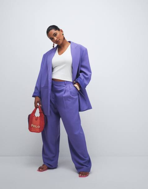 ASOS DESIGN Curve – Mensy – Lila, figursydd kavaj med avslappnad passform - view 1