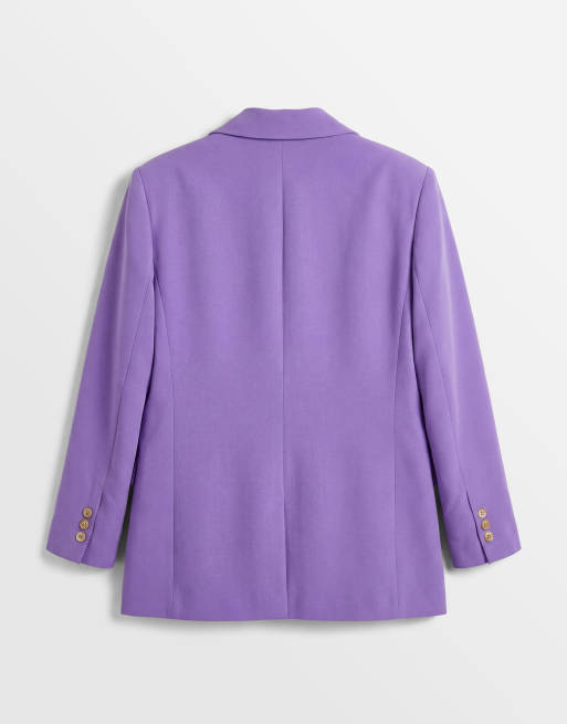 ASOS DESIGN Curve – Mensy – Lila, figursydd kavaj med avslappnad passform, 6 av 8