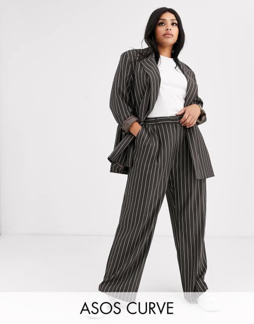 ASOS DESIGN curve oversized dad suit in pinstripe, 3 of 3